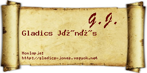 Gladics Jónás névjegykártya